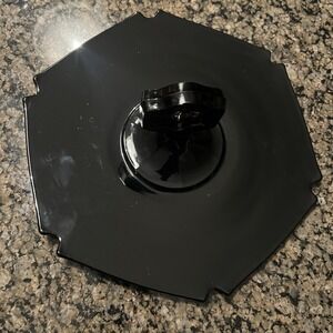 Vintage Black Amethyst Glass Tray Plate Center Handle Dish Dessert Platter Art